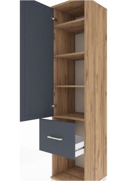 Hyperion Dolap 4 Raflı Tek Çekmeceli Tek Kapaklı 44X44X195 Çam-Antrasit indirimleri