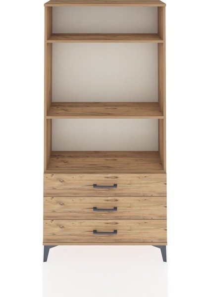 Arges Dolap 3 Raflı 3 Çekmeceli 88X30X182 Çam-Çam