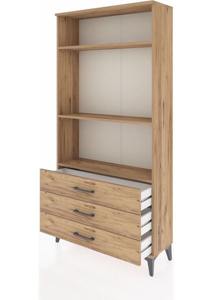 Arges Dolap 3 Raflı 3 Çekmeceli 88X30X182 Çam-Çam fırsatları