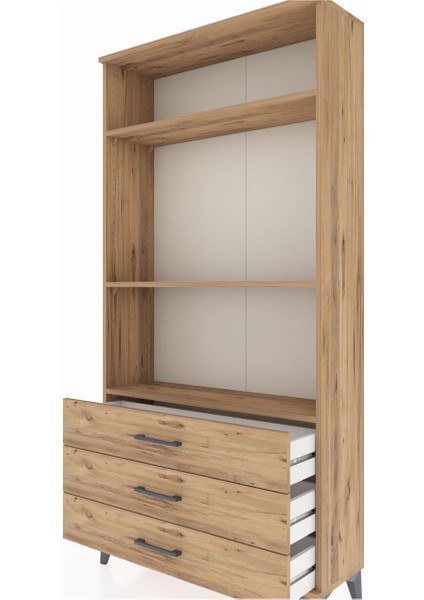Arges Dolap 3 Raflı 3 Çekmeceli 88X30X182 Çam-Çam indirimleri