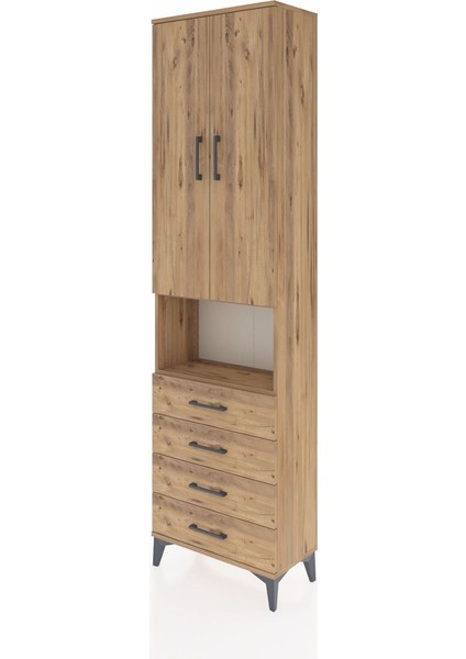 Arges Dolap 4 Raflı 4 Çekmeceli 2 Kapaklı 60X30X221 Çam-Çam modelleri