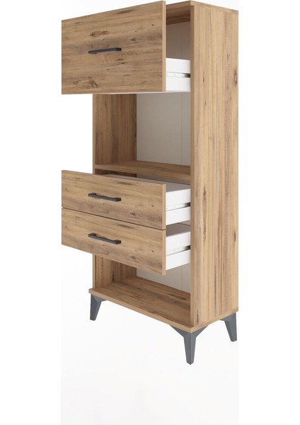 Arges Dolap Tek Raflı 3 Çekmeceli 60X30X134 Çam-Çam fırsatları