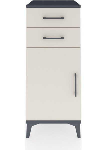 Hyperion Komodin Tek Raflı 2 Çekmeceli Tek Kapaklı 44X44X106 Antrasit-Aytaşı