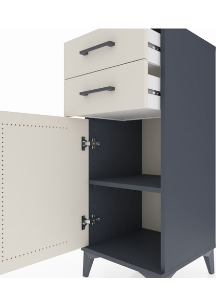 Hyperion Komodin Tek Raflı 2 Çekmeceli Tek Kapaklı 44X44X106 Antrasit-Aytaşı indirimleri