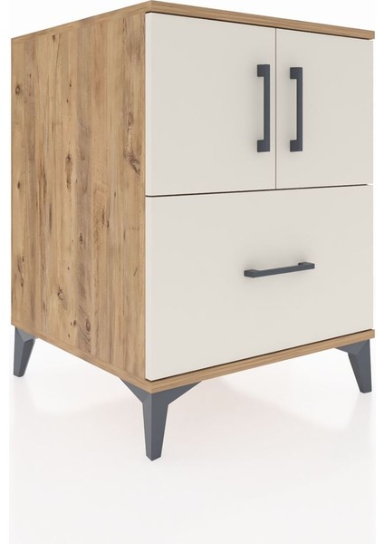 Kronos Komodin 2 Raflı Tek Çekmeceli 2 Kapaklı 60X59X80 Çam-Aytaşı fiyatları