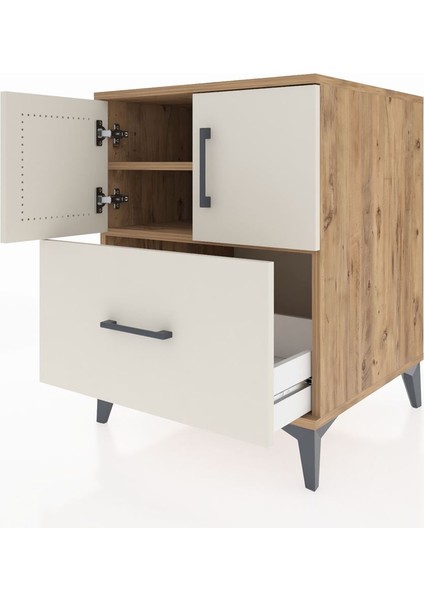 Kronos Komodin 2 Raflı Tek Çekmeceli 2 Kapaklı 60X59X80 Çam-Aytaşı fırsatları