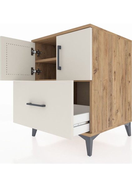 Kronos Komodin 2 Raflı Tek Çekmeceli 2 Kapaklı 60X59X80 Çam-Aytaşı indirimleri