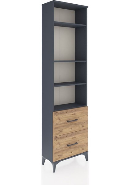 Arges Dolap 4 Raflı 2 Çekmeceli 60X30X221 Antrasit-Çam fiyatları