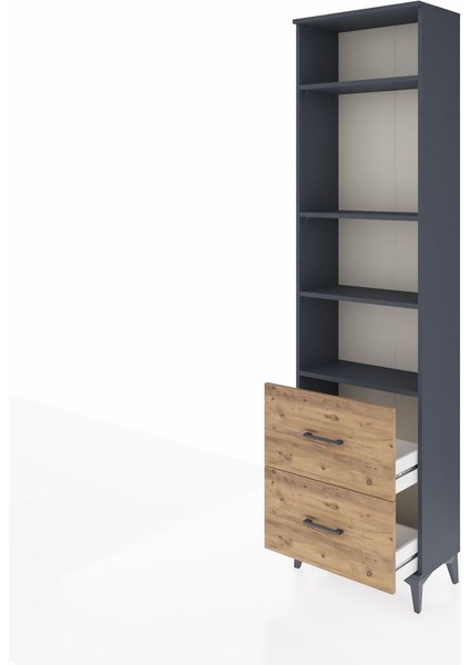 Arges Dolap 4 Raflı 2 Çekmeceli 60X30X221 Antrasit-Çam fırsatları