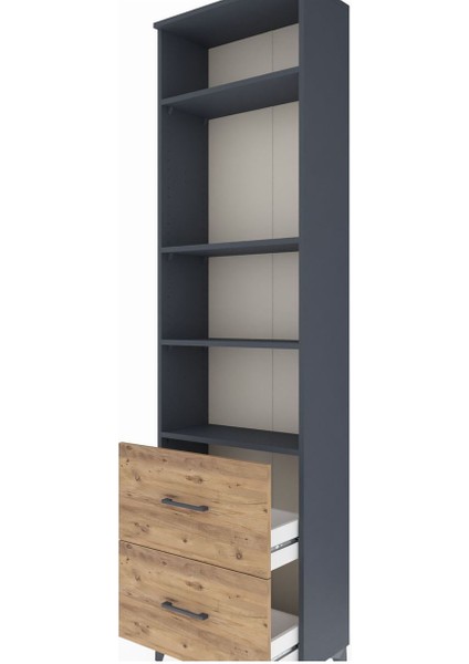 Arges Dolap 4 Raflı 2 Çekmeceli 60X30X221 Antrasit-Çam indirimleri