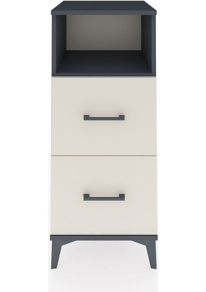 Hyperion Komodin Tek Raflı 2 Çekmeceli 44X44X106 Antrasit-Aytaşı