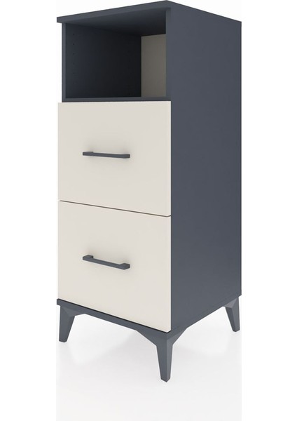 Hyperion Komodin Tek Raflı 2 Çekmeceli 44X44X106 Antrasit-Aytaşı modelleri
