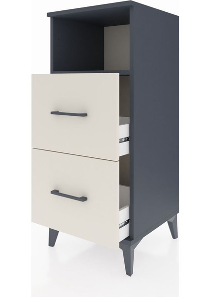 Hyperion Komodin Tek Raflı 2 Çekmeceli 44X44X106 Antrasit-Aytaşı fırsatları
