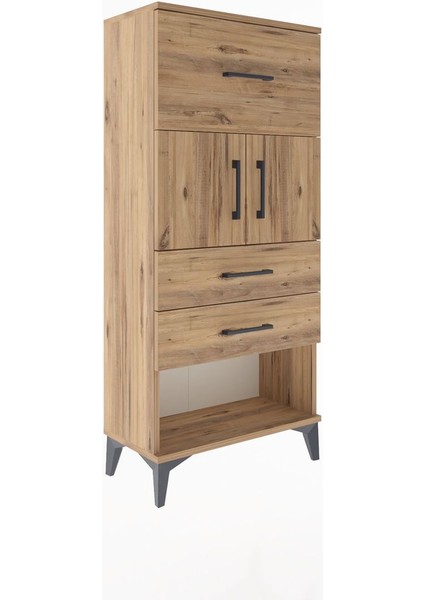 Arges Dolap Tek Raflı 3 Çekmeceli 2 Kapaklı 60X30X134 Çam-Çam fiyatları