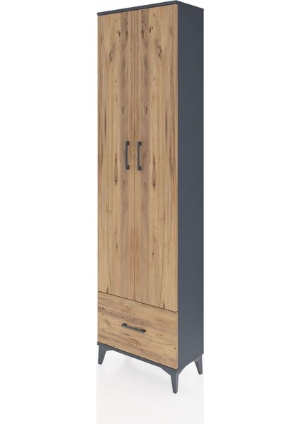 Arges Dolap 5 Raflı Tek Çekmeceli 2 Kapaklı 60X30X221 Antrasit-Çam modelleri