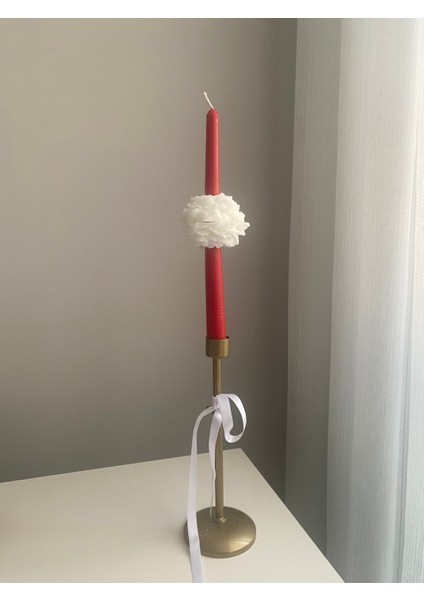 Gül Motifli Şamdan Mum 1 Adet