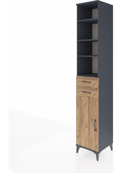 Hyperion Dolap 5 Raflı 2 Çekmeceli Tek Kapaklı 44X44X243 Antrasit-Çam modelleri