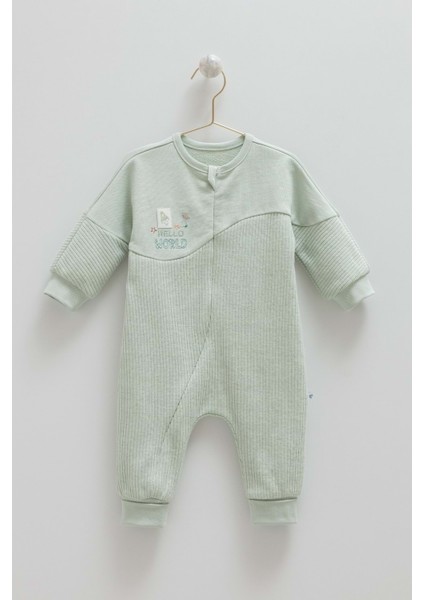 Color World Garnili Önden Fermuarlı Tulum - Caramell - TE1984 - Yeşil - 3 - 6 Ay - TE1984-YEŞIL-3 - 6 Ay Yeşil