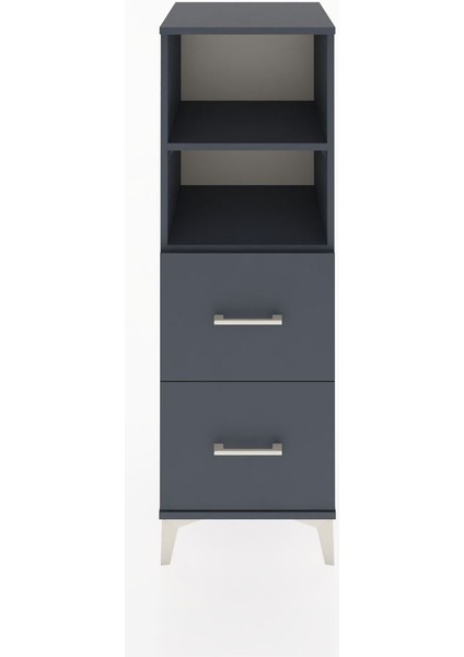 Hyperion Dolap 2 Raflı 2 Çekmeceli 44X44X134 Antrasit-Antrasit