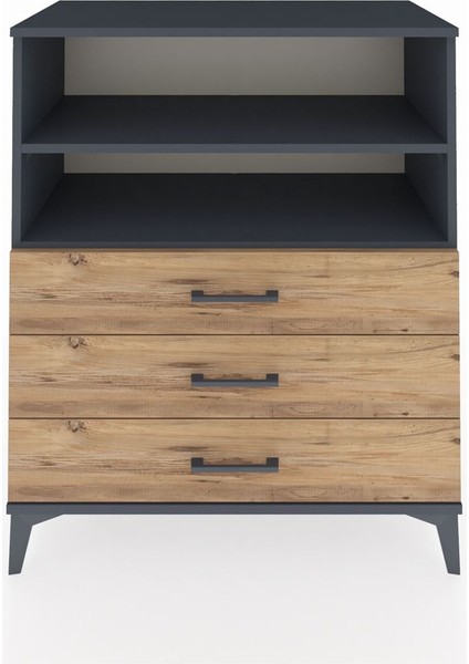 Hyperion Şifonyer 2 Raflı 3 Çekmeceli 88X44X106 Antrasit-Çam