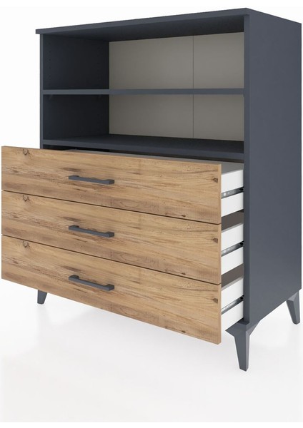 Hyperion Şifonyer 2 Raflı 3 Çekmeceli 88X44X106 Antrasit-Çam fırsatları