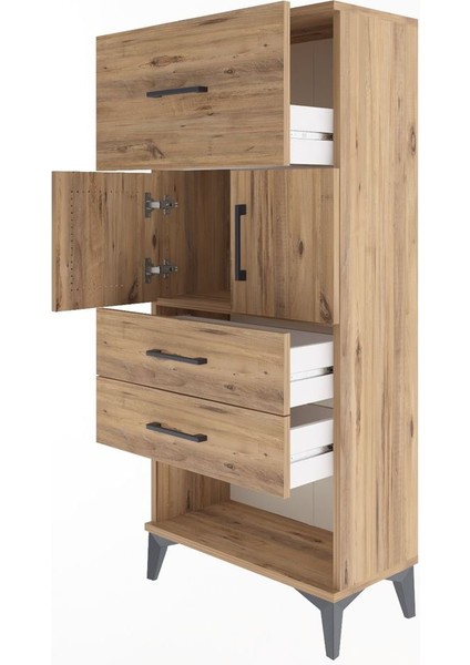 Arges Dolap Tek Raflı 3 Çekmeceli 2 Kapaklı 60X30X134 Çam-Çam fırsatları