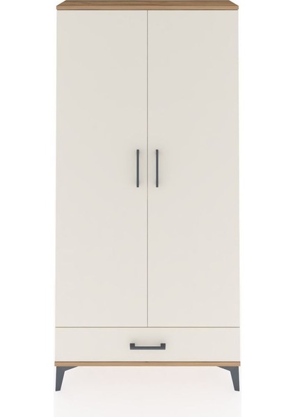 Arges Dolap 5 Raflı Tek Çekmeceli 2 Kapaklı 88X30X182 Çam-Aytaşı