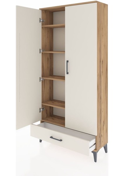 Arges Dolap 5 Raflı Tek Çekmeceli 2 Kapaklı 88X30X182 Çam-Aytaşı fırsatları