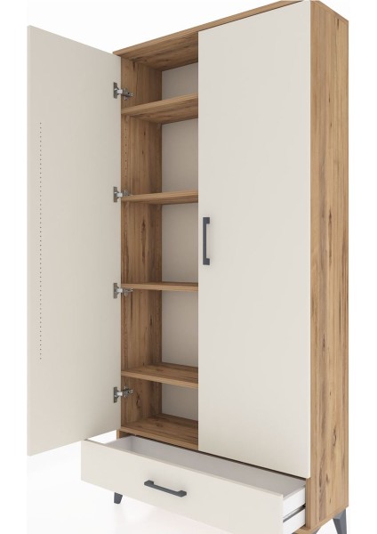 Arges Dolap 5 Raflı Tek Çekmeceli 2 Kapaklı 88X30X182 Çam-Aytaşı indirimleri