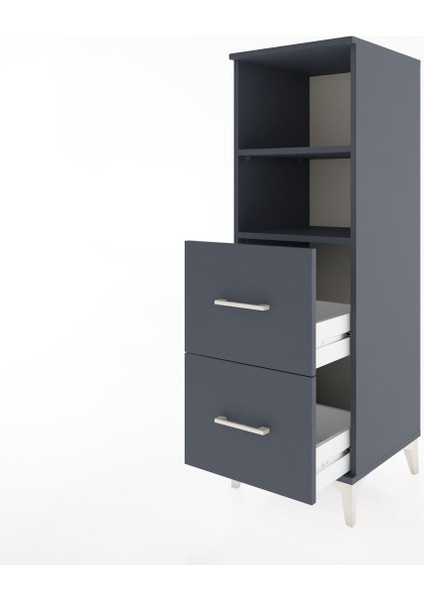 Hyperion Dolap 2 Raflı 2 Çekmeceli 44X44X134 Antrasit-Antrasit fırsatları