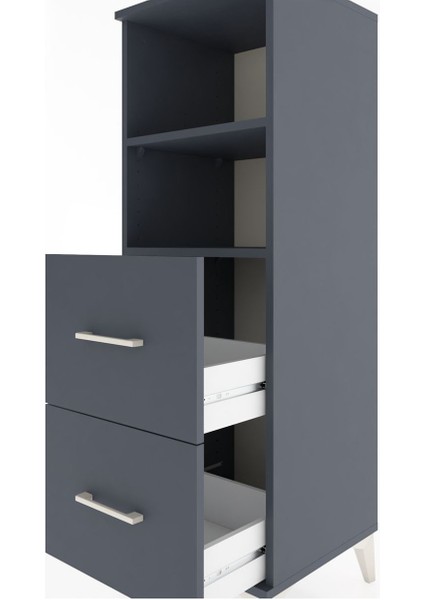 Hyperion Dolap 2 Raflı 2 Çekmeceli 44X44X134 Antrasit-Antrasit indirimleri