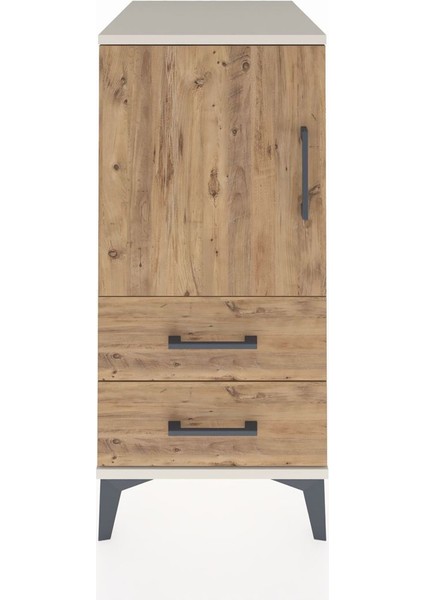 Kronos Komodin 2 Raflı 2 Çekmeceli Tek Kapaklı 44X59X96 Aytaşı-Çam