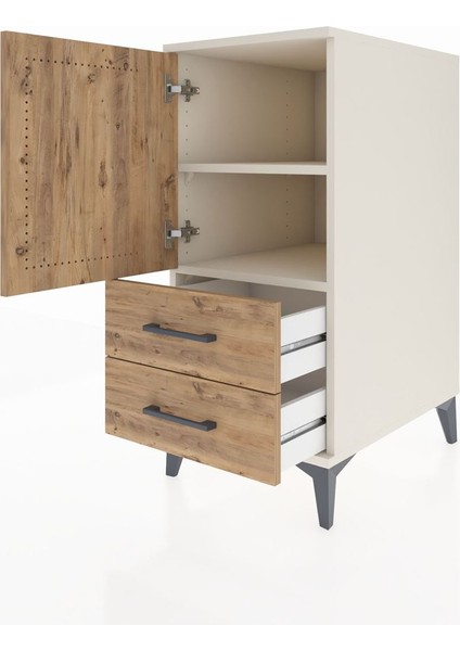 Kronos Komodin 2 Raflı 2 Çekmeceli Tek Kapaklı 44X59X96 Aytaşı-Çam fırsatları