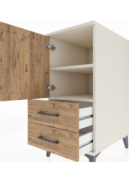 Kronos Komodin 2 Raflı 2 Çekmeceli Tek Kapaklı 44X59X96 Aytaşı-Çam indirimleri