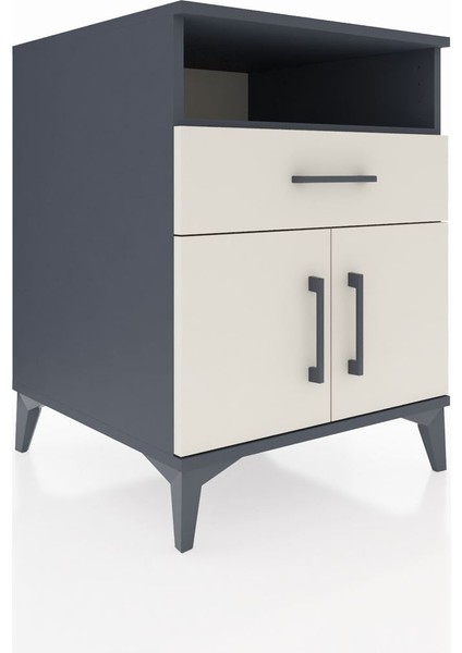 Kronos Komodin 2 Raflı Tek Çekmeceli 2 Kapaklı 60X59X80 Antrasit-Aytaşı fiyatları