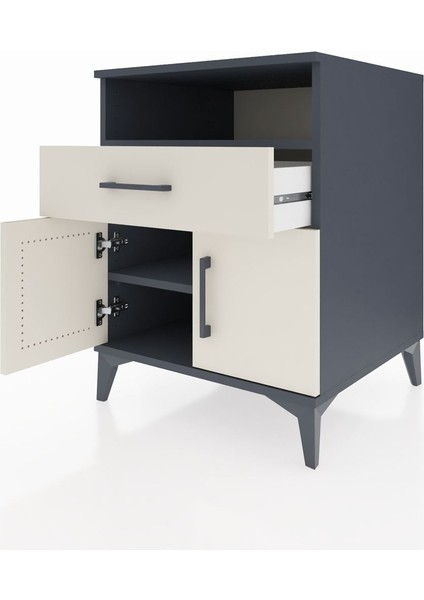 Kronos Komodin 2 Raflı Tek Çekmeceli 2 Kapaklı 60X59X80 Antrasit-Aytaşı fırsatları