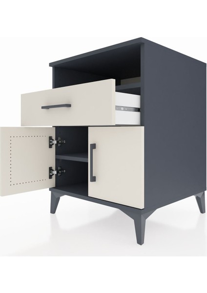 Kronos Komodin 2 Raflı Tek Çekmeceli 2 Kapaklı 60X59X80 Antrasit-Aytaşı indirimleri