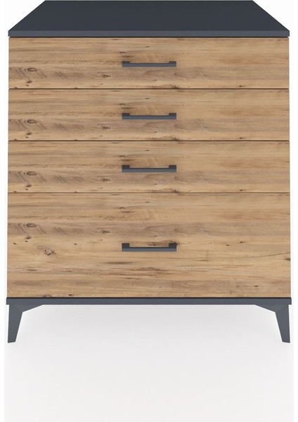 Kronos Şifonyer 4 Çekmeceli 88X59X96 Antrasit-Çam
