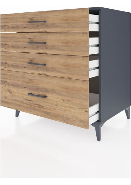 Kronos Şifonyer 4 Çekmeceli 88X59X96 Antrasit-Çam fırsatları