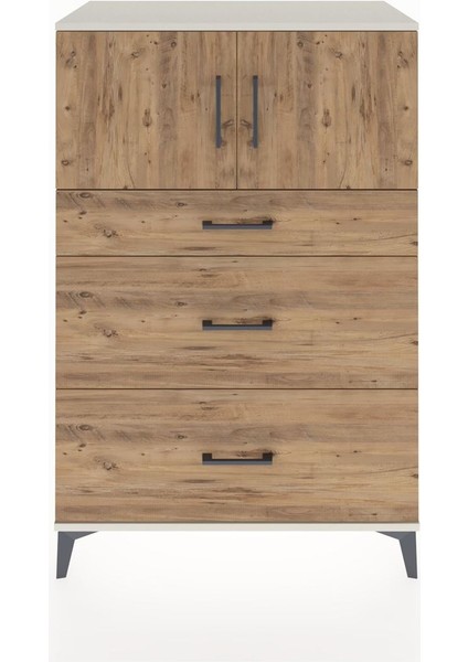 Hyperion Dolap Tek Raflı 3 Çekmeceli 2 Kapaklı 88X44X134 Aytaşı-Çam