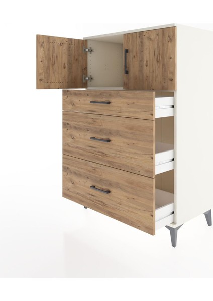 Hyperion Dolap Tek Raflı 3 Çekmeceli 2 Kapaklı 88X44X134 Aytaşı-Çam fırsatları