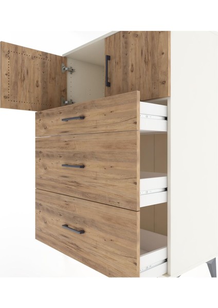 Hyperion Dolap Tek Raflı 3 Çekmeceli 2 Kapaklı 88X44X134 Aytaşı-Çam indirimleri