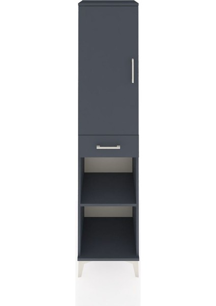 Hyperion Dolap 4 Raflı Tek Çekmeceli Tek Kapaklı 44X44X195 Antrasit-Antrasit