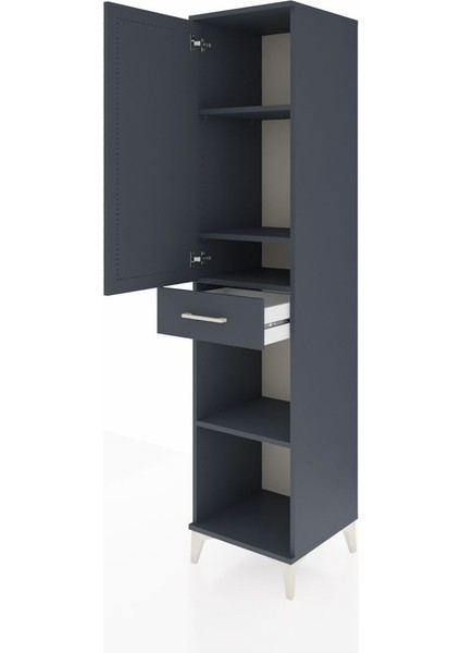 Hyperion Dolap 4 Raflı Tek Çekmeceli Tek Kapaklı 44X44X195 Antrasit-Antrasit fırsatları
