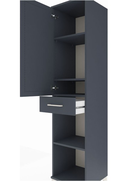 Hyperion Dolap 4 Raflı Tek Çekmeceli Tek Kapaklı 44X44X195 Antrasit-Antrasit indirimleri