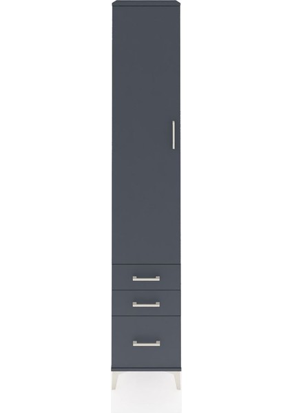 Hyperion Dolap 5 Raflı 3 Çekmeceli Tek Kapaklı 44X44X243 Antrasit-Antrasit