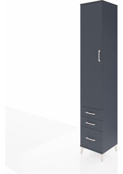Hyperion Dolap 5 Raflı 3 Çekmeceli Tek Kapaklı 44X44X243 Antrasit-Antrasit modelleri