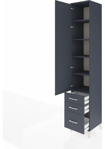 Hyperion Dolap 5 Raflı 3 Çekmeceli Tek Kapaklı 44X44X243 Antrasit-Antrasit fırsatları