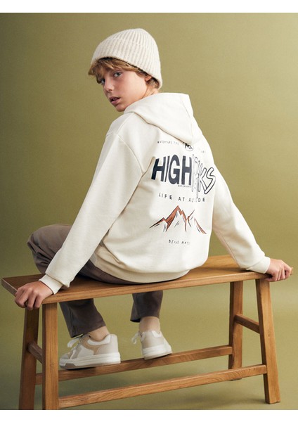 Yeni Sezon Kapüşonlu Baskılı Erkek Çocuk Sweatshirt