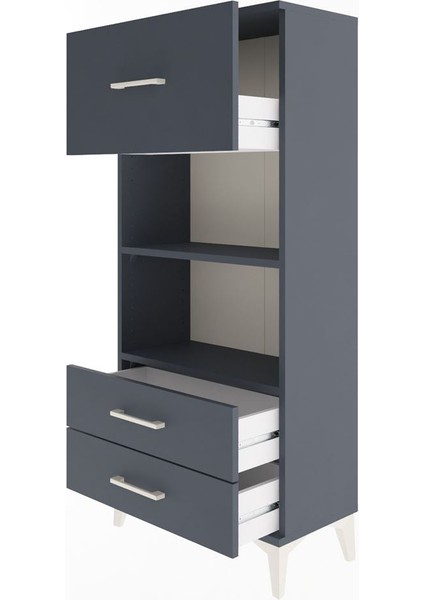 Arges Dolap 2 Raflı 3 Çekmeceli 60X30X134 Antrasit-Antrasit fırsatları